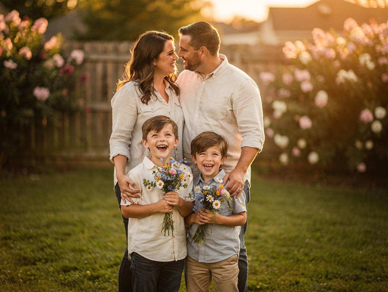 Family in agricultural field