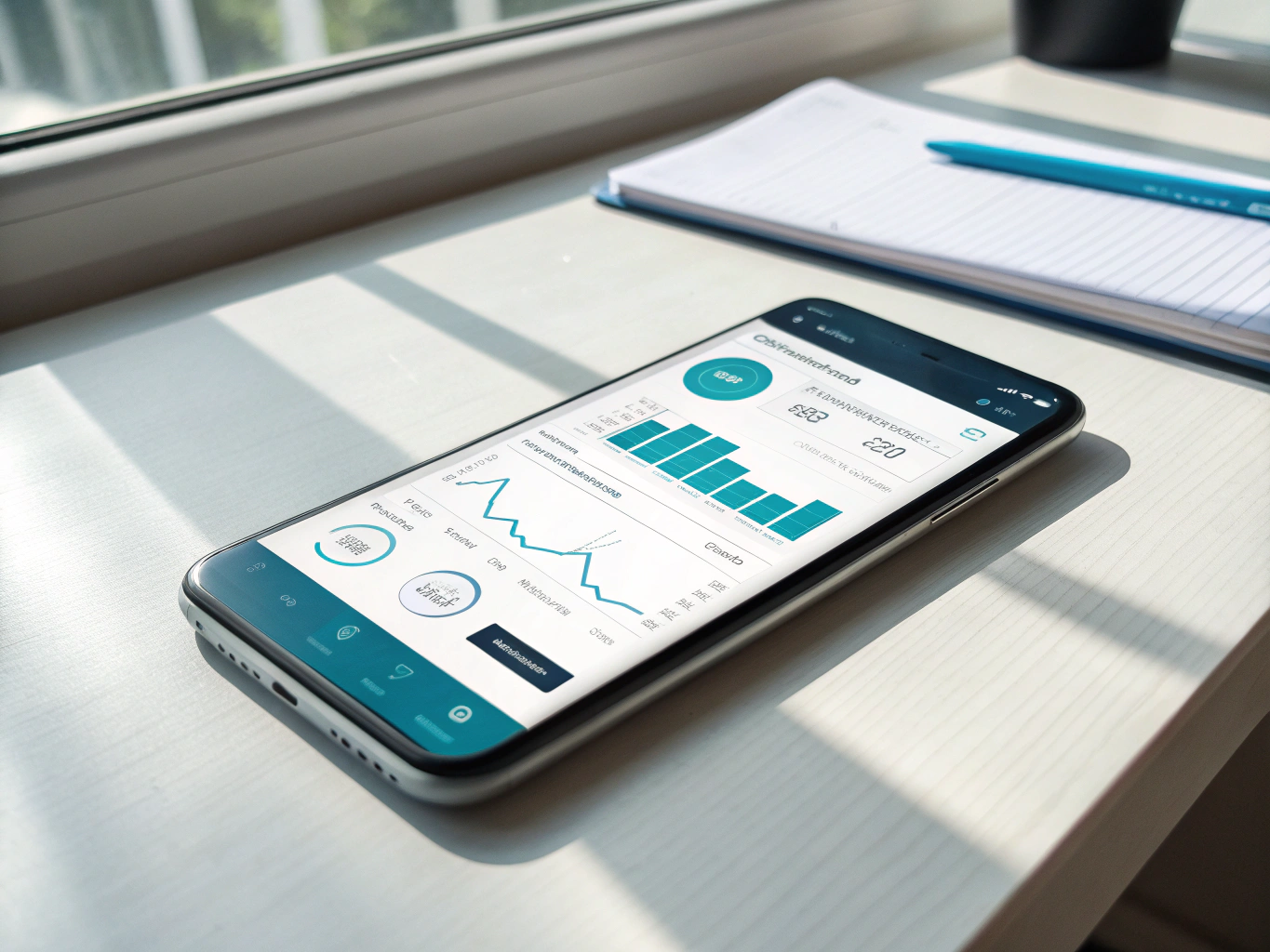 Professional financial dashboard displayed on a tablet for ATB business banking