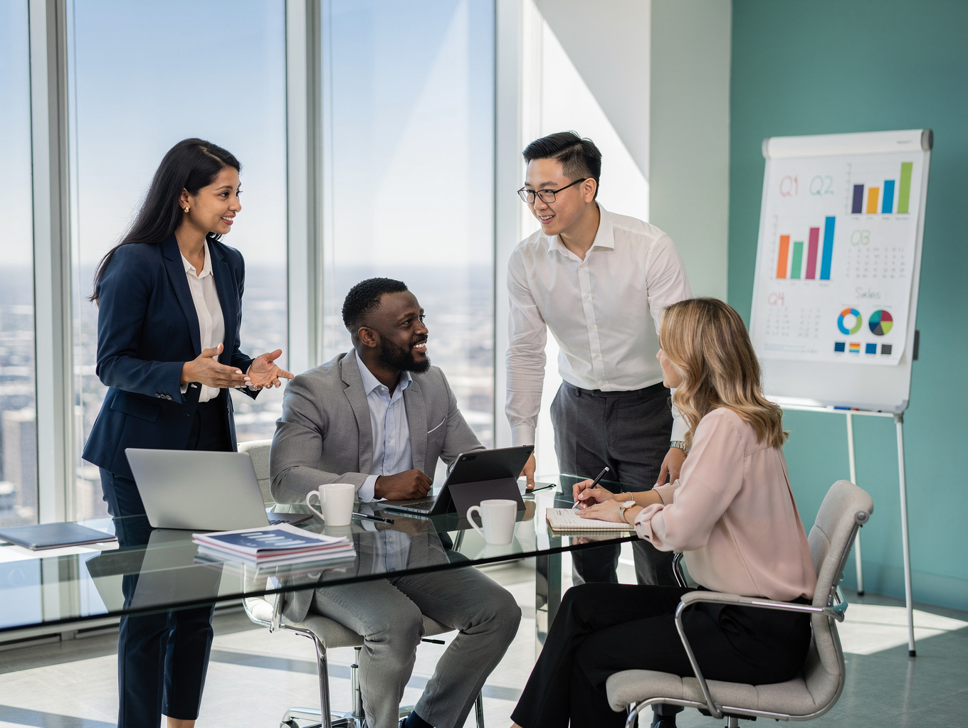 Alberta business owners collaborating in a modern office